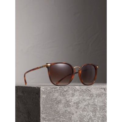 burberry check detail square frame sunglasses