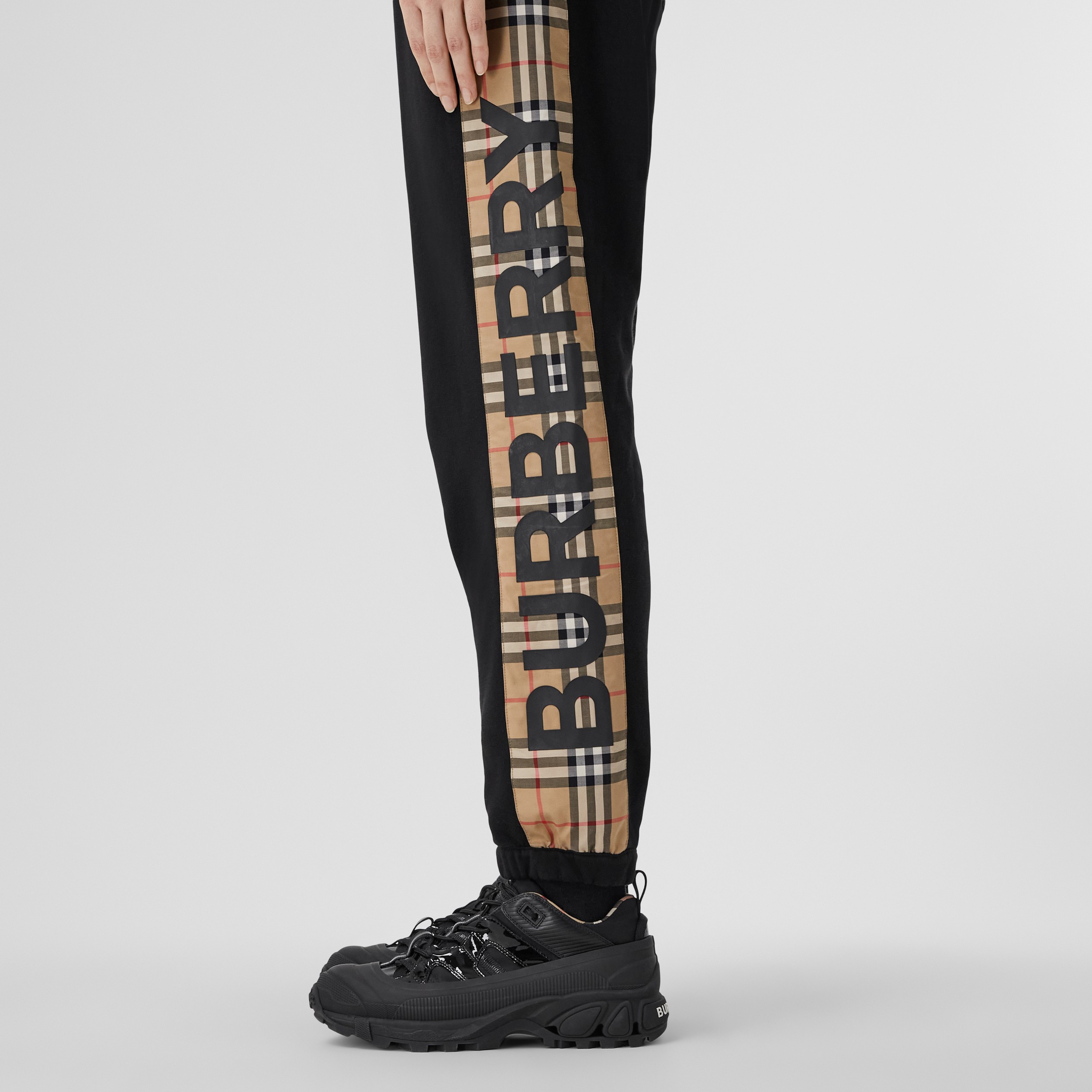 Vintage Check Panel Cotton Jogging Pants in Black - Women | Burberry® Official - 2
