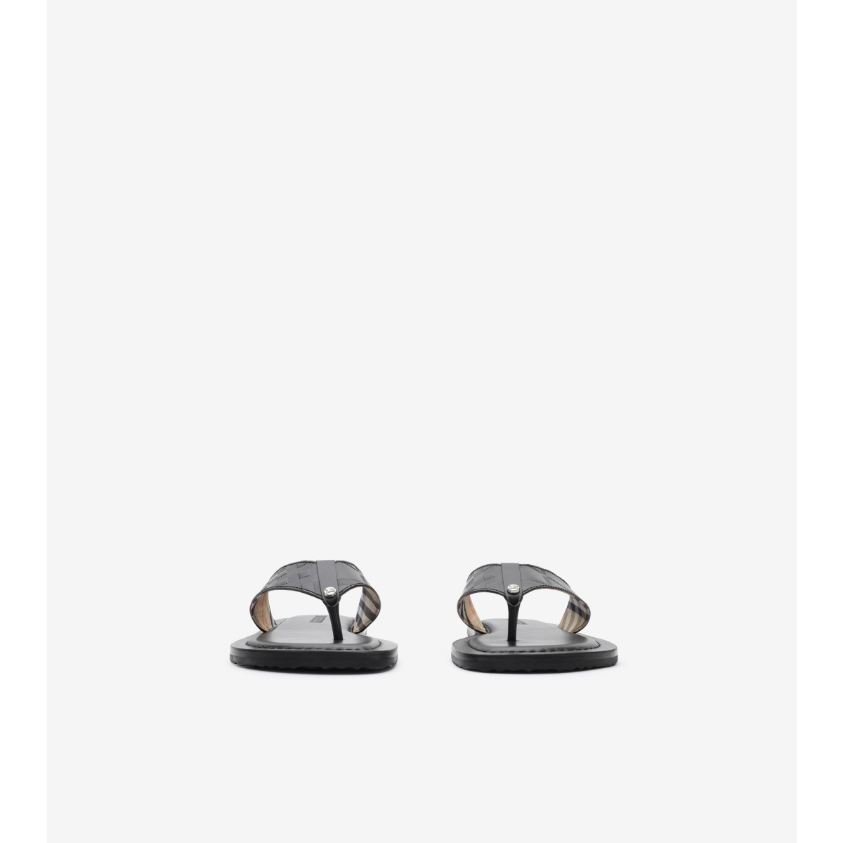  Check Embossed Leather Pavilion Sandals