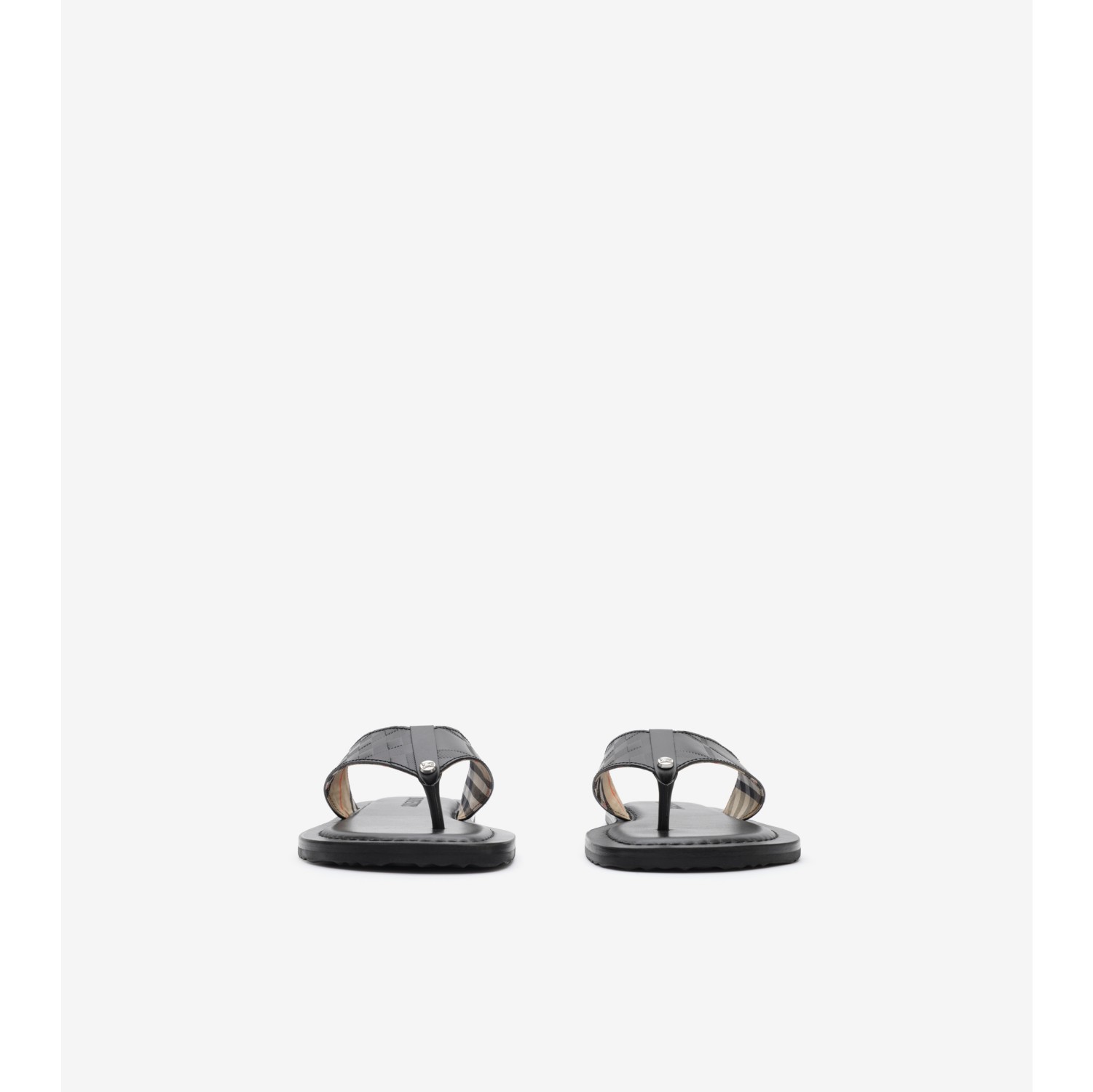 Embossed Check Leather Pavilion Sandals