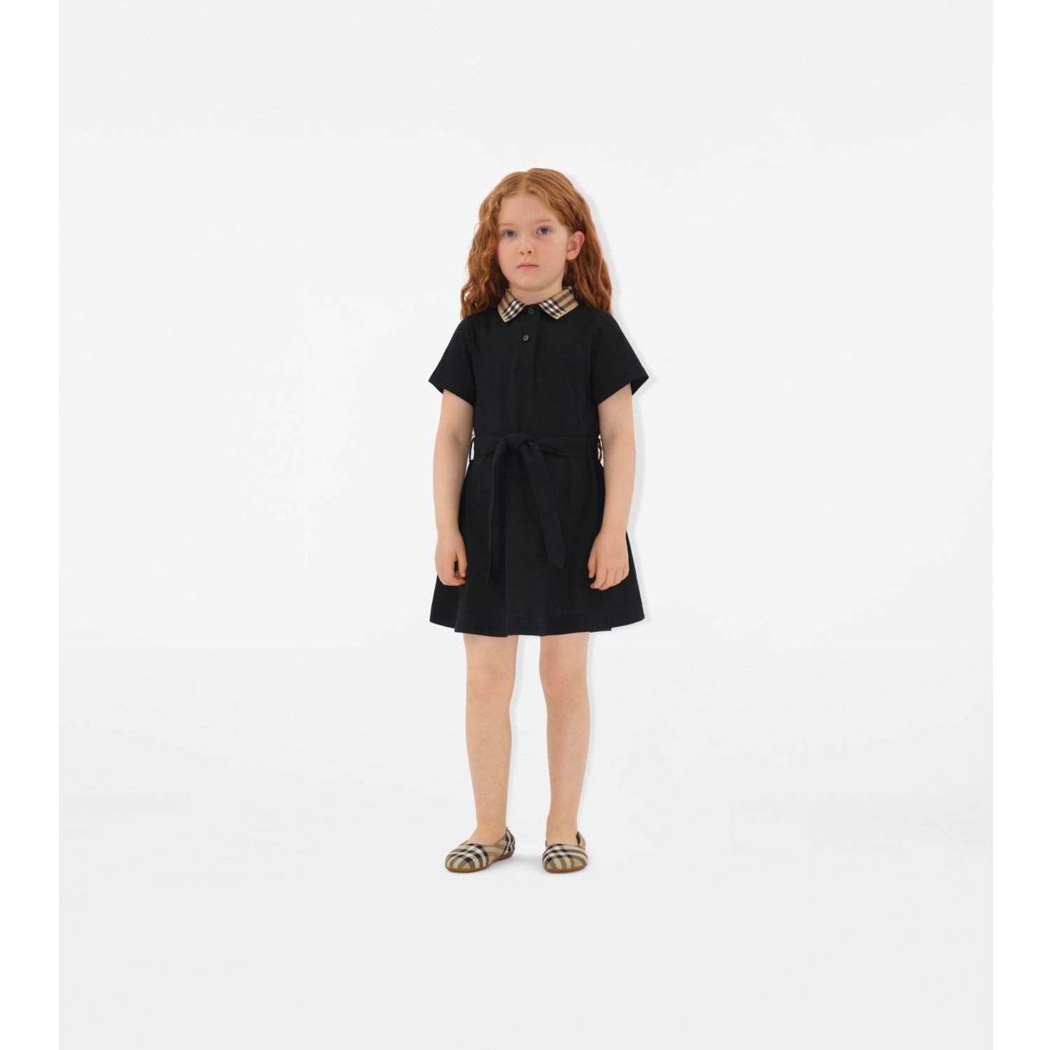 Check Collar Cotton Polo Shirt Dress