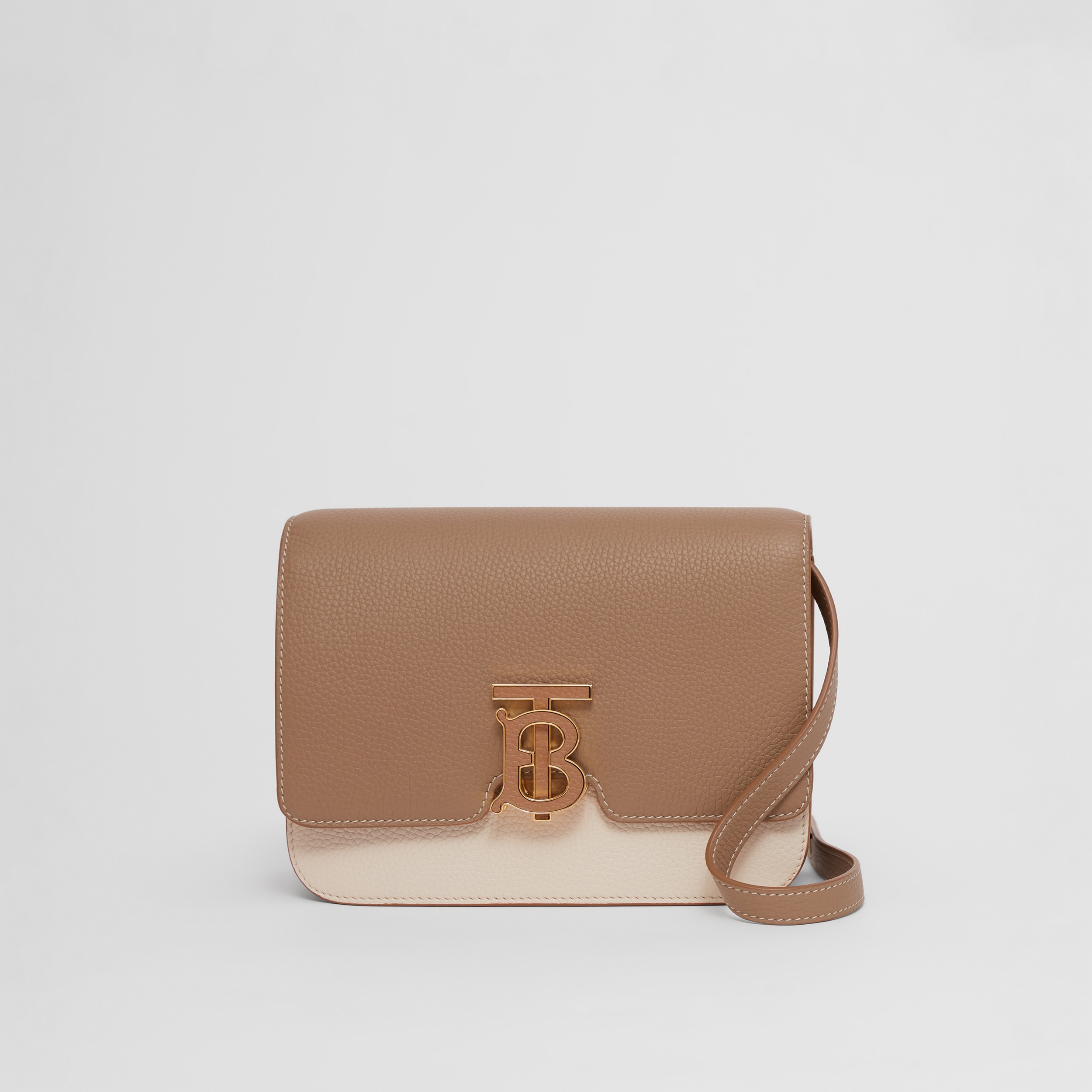 Two-tone Grainy Leather Small TB Bag in Camel/alabaster Beige/warm Tan - Women | Burberry® Official - 1