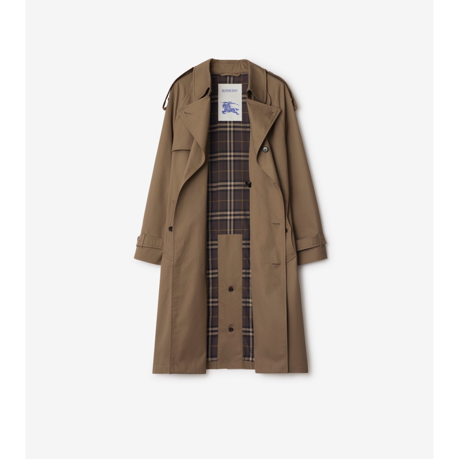 Trench long en gabardine