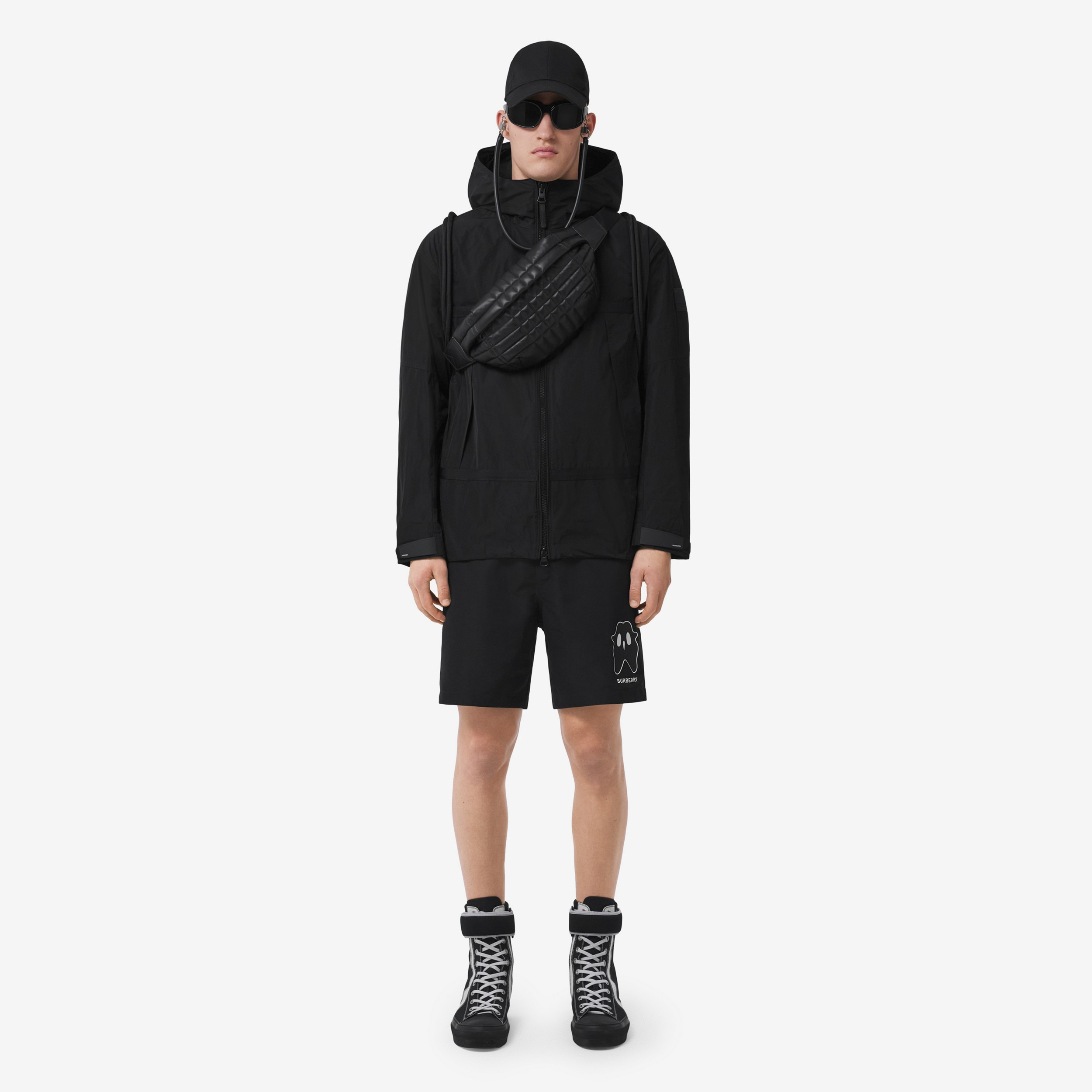 로고 아플리케 라이트 후드 재킷 (블랙) - 남성 | Burberry® - 2