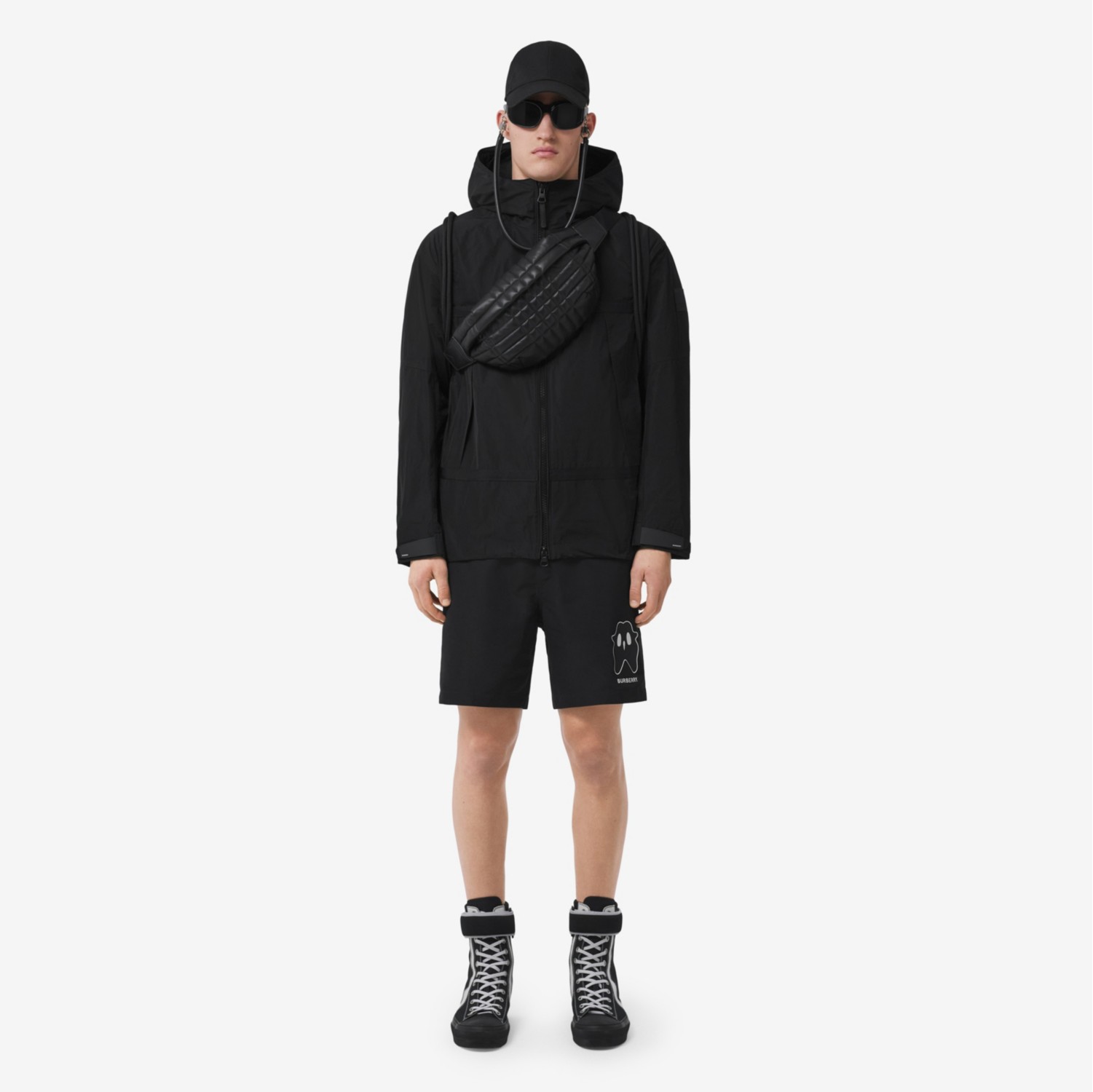 Veste à capuche légère avec logo appliqué (Noir) - Homme | Site officiel Burberry®