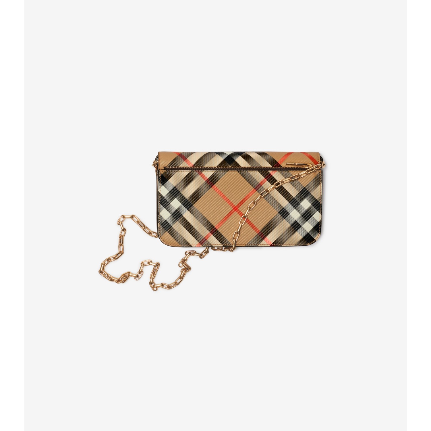 Check Chain Strap Wallet in Sand - Women | Burberry® Official