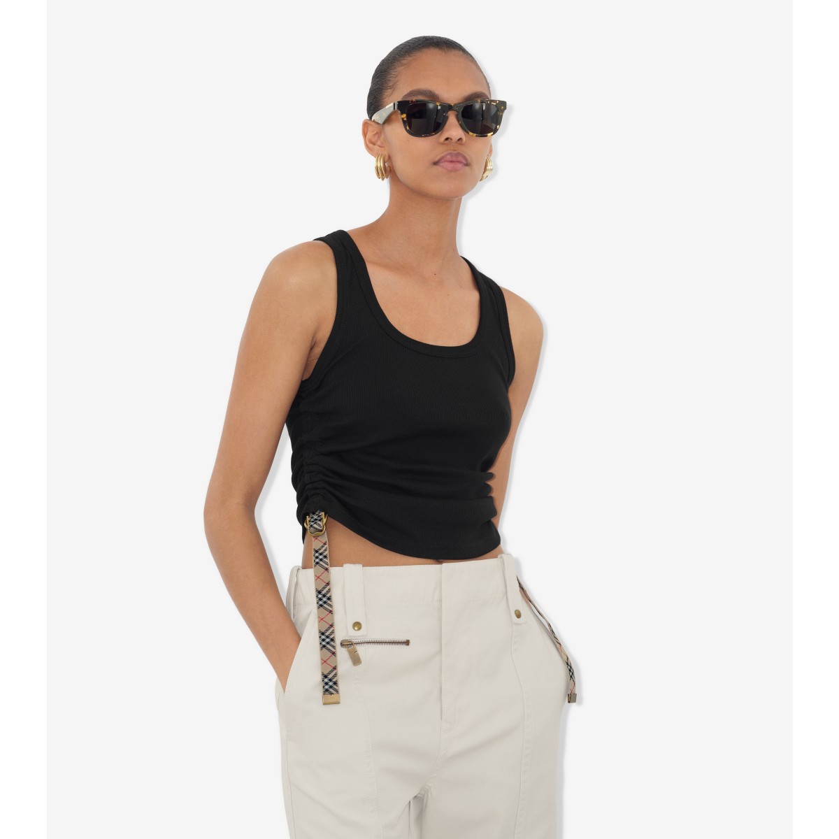  Check Festival Cotton Blend Tank Top