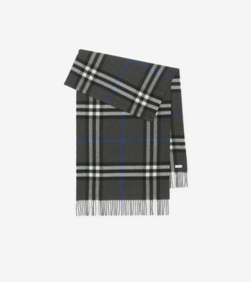 Wide Check Cashmere Scarf in Dark charcoal Burberry Official