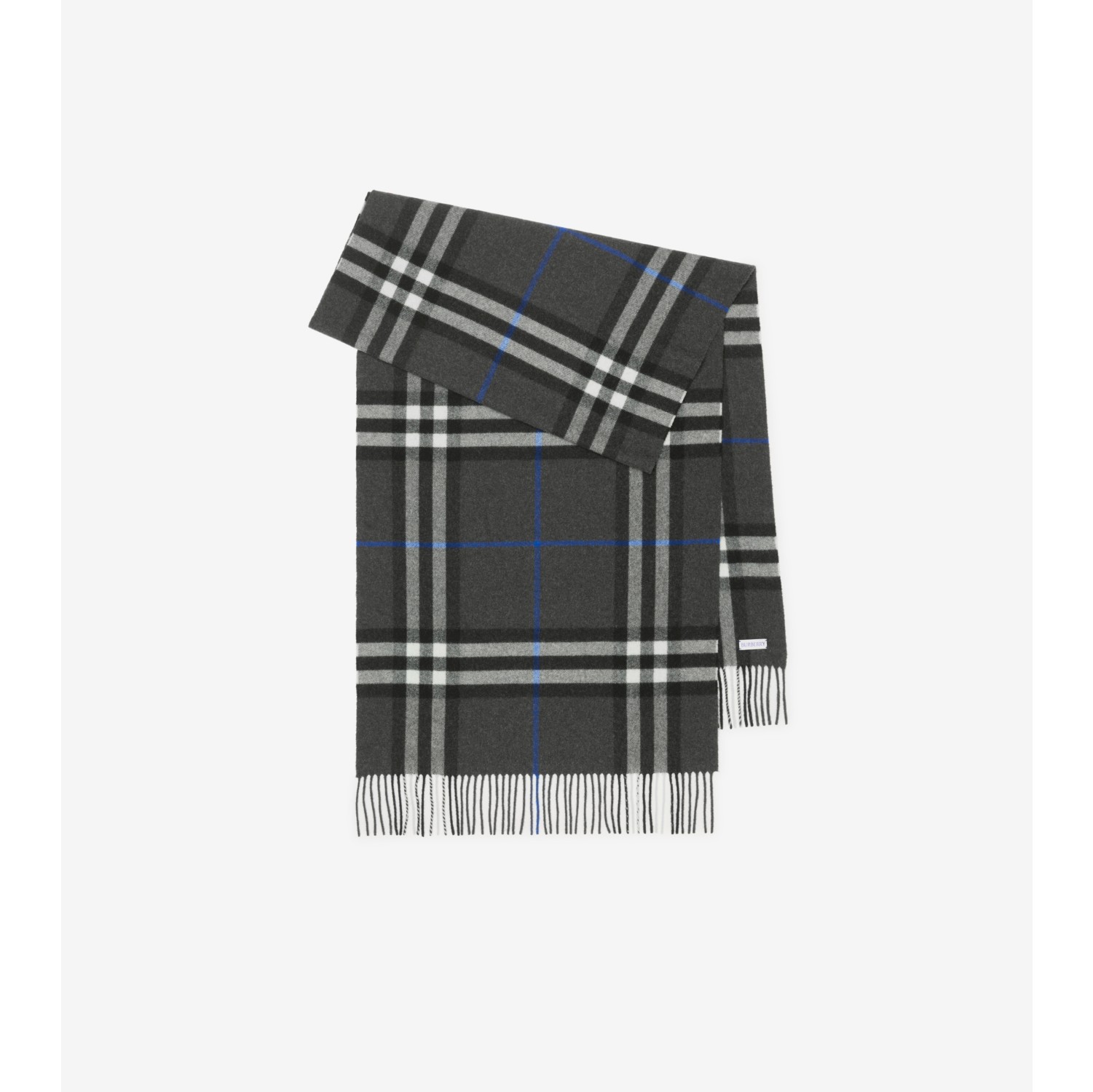 Wide Check Cashmere Scarf in Dark charcoal Burberry Official