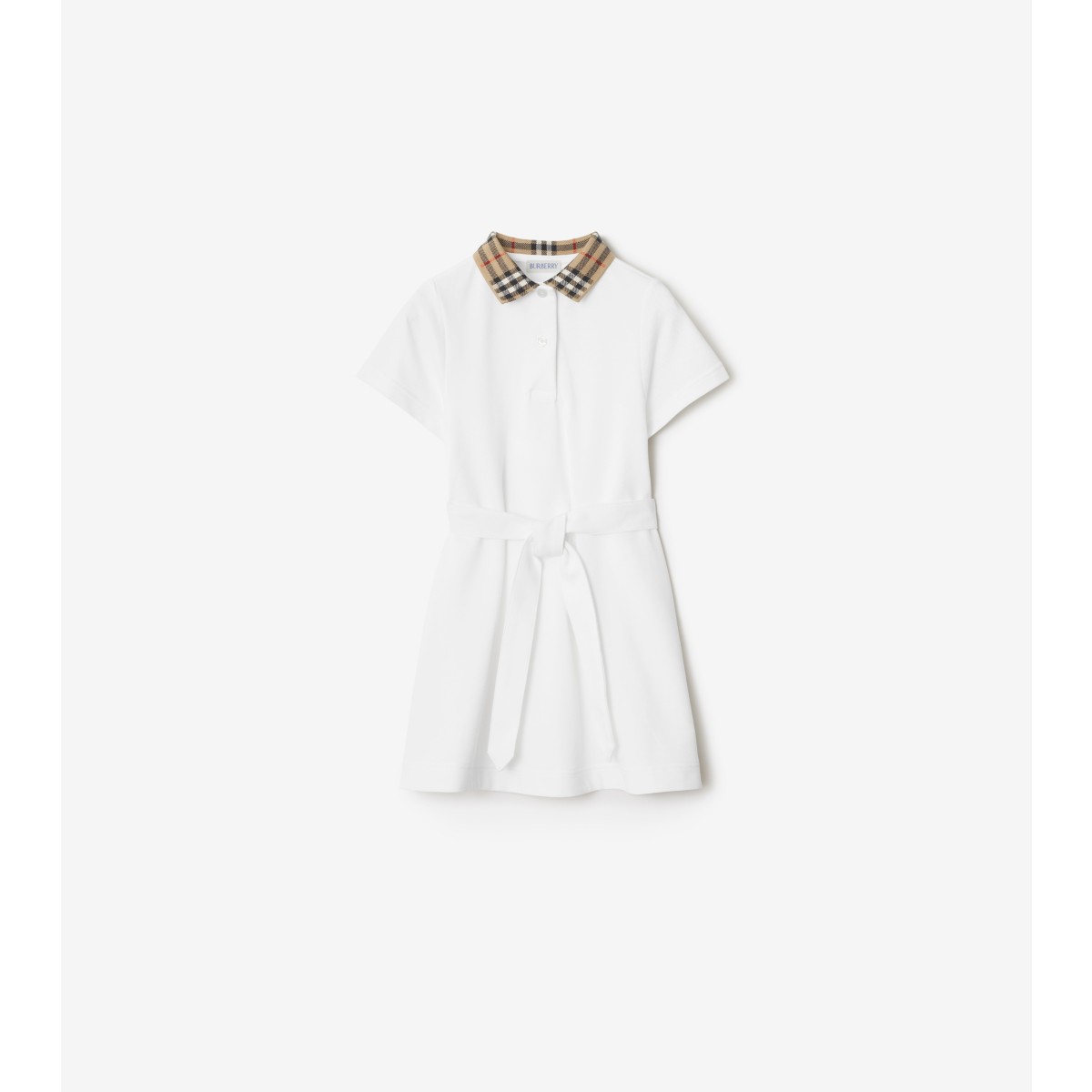  Check Collar Cotton Polo Shirt Dress
