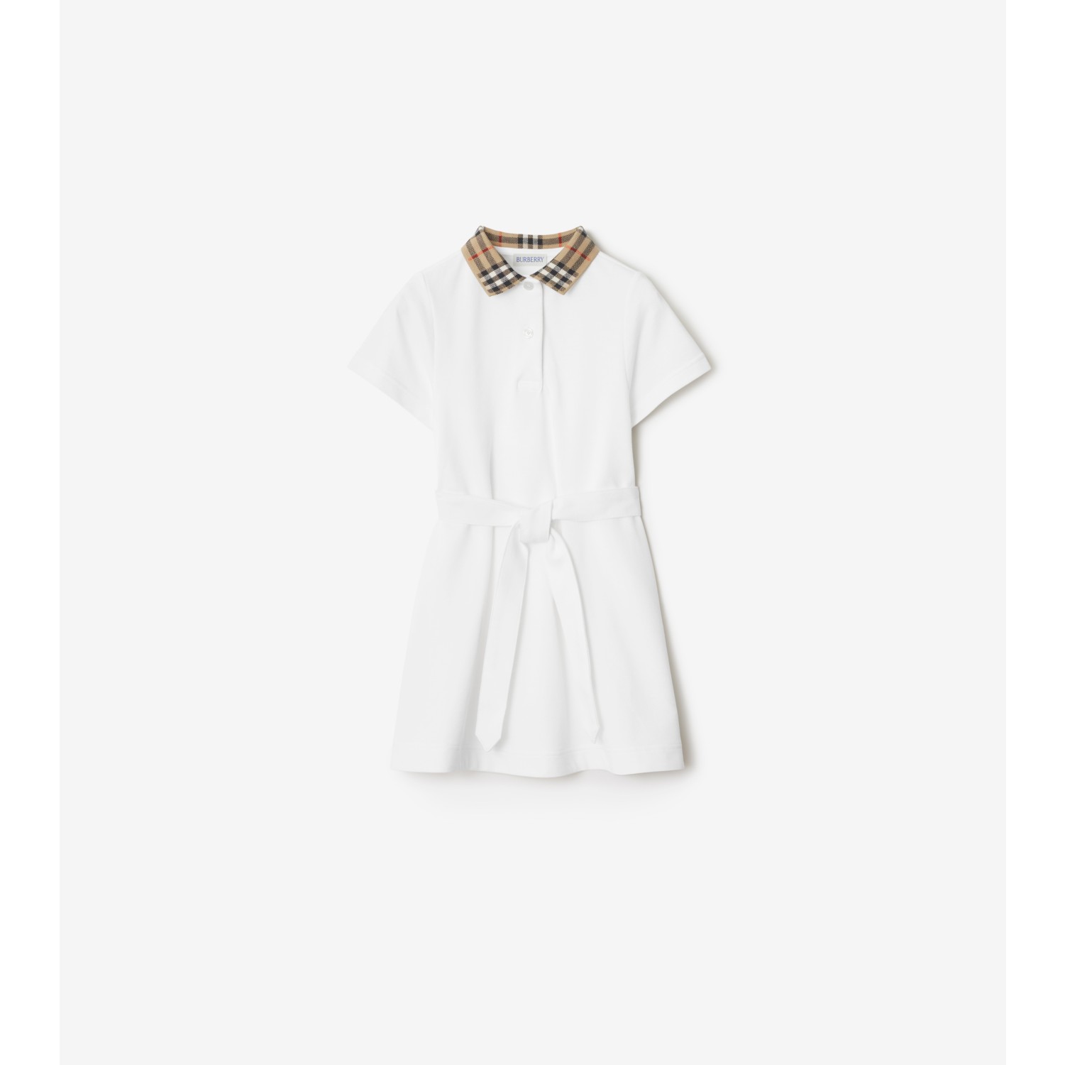 Check Collar Cotton Polo Shirt Dress