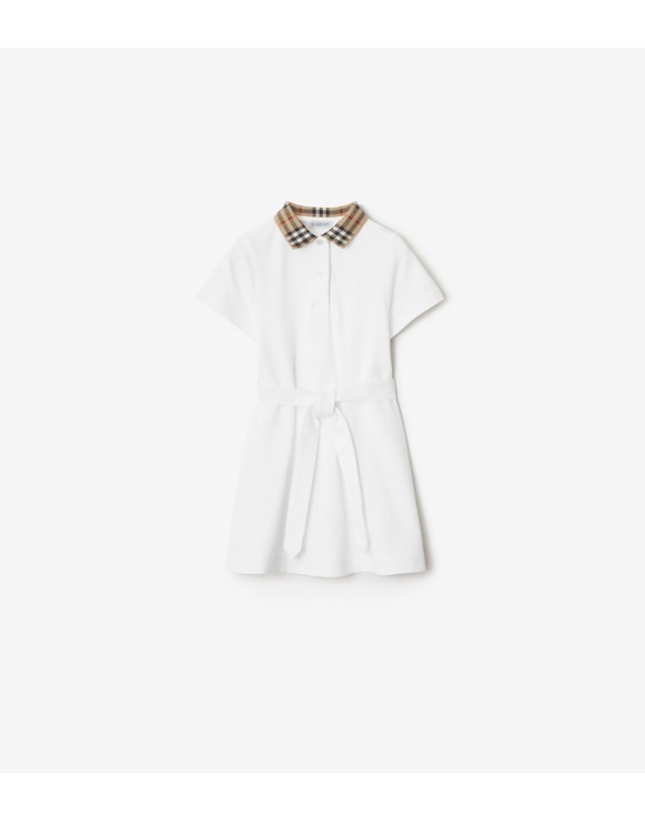 Check Collar Cotton Polo Shirt Dress