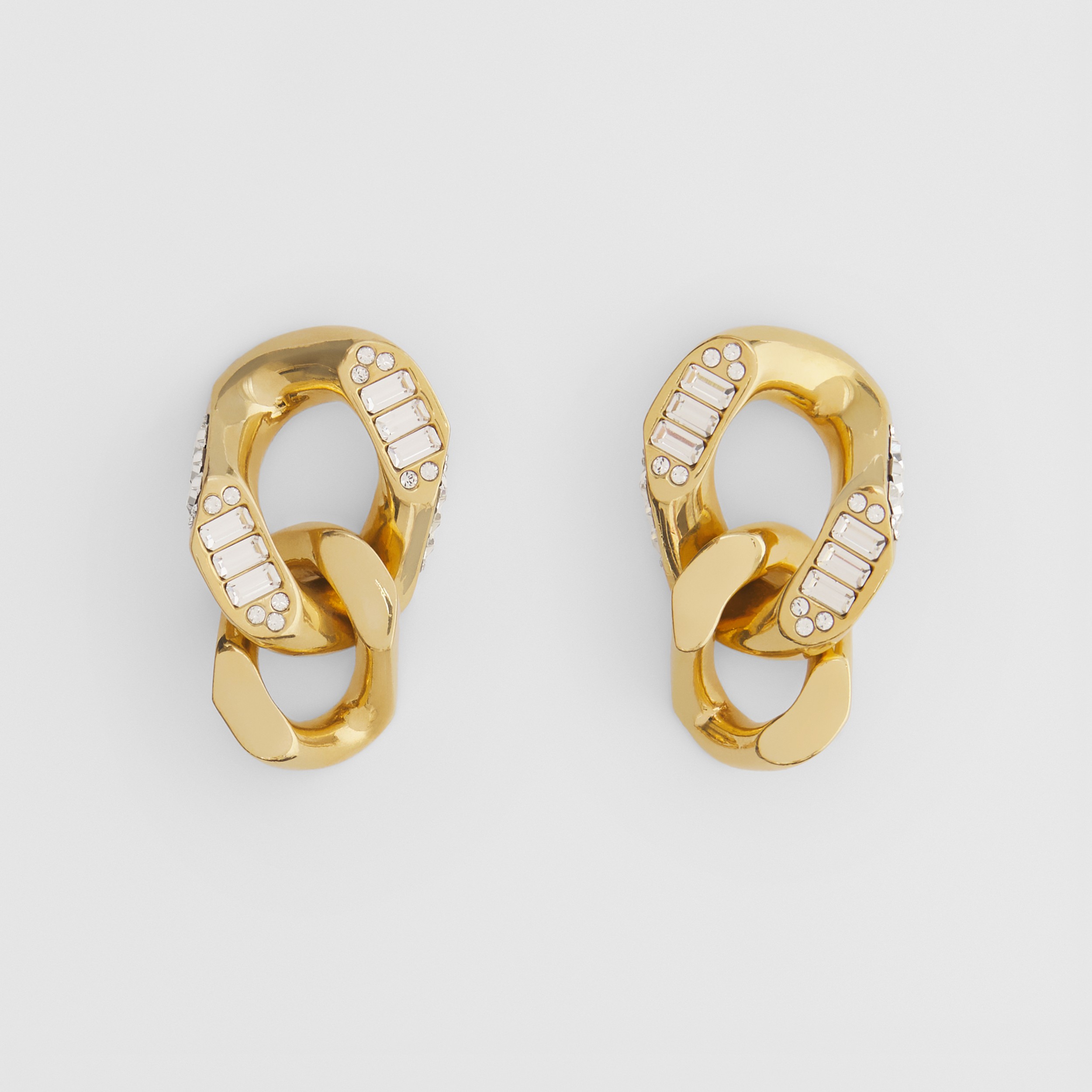 Crystal Detail Gold-plated Chain-link Earrings in Antique - Women | Burberry® Official - 1
