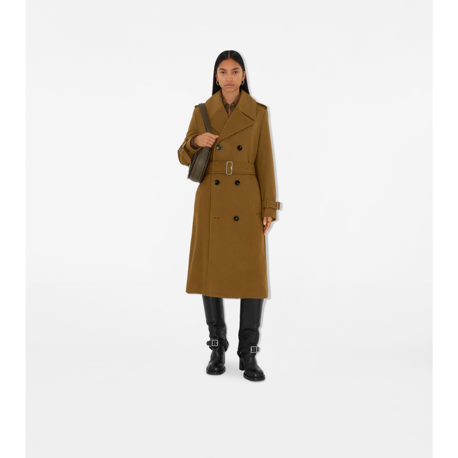 Trench coat longo de cashmere