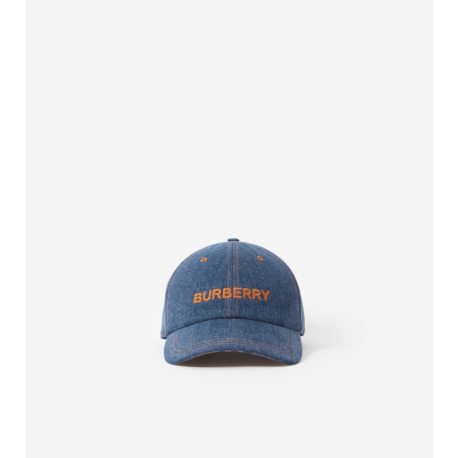 Embroidered Logo Denim Baseball Cap Burberry® Washed Official in indigo 