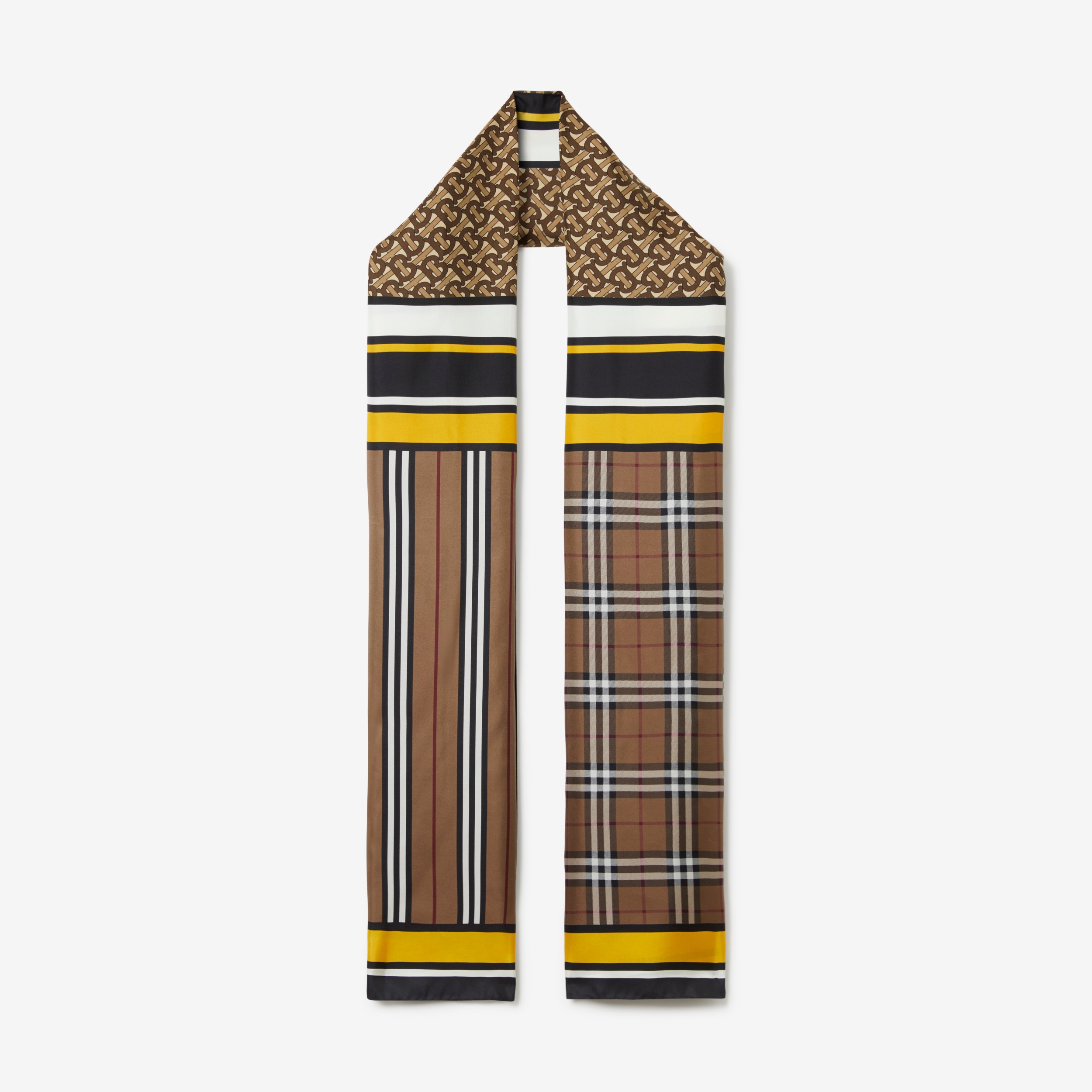 蒙太奇印花丝巾 (桦木棕) | Burberry® 博柏利官网 - 1