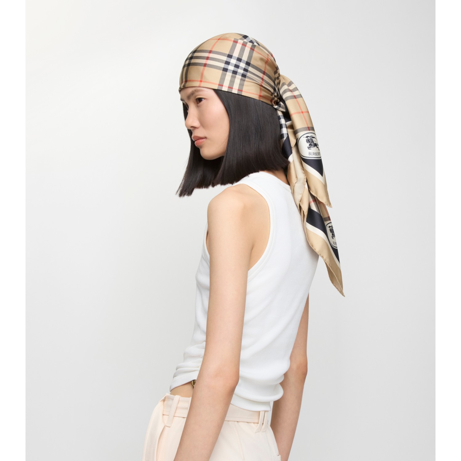 Check Silk Scarf - thumbnail 4