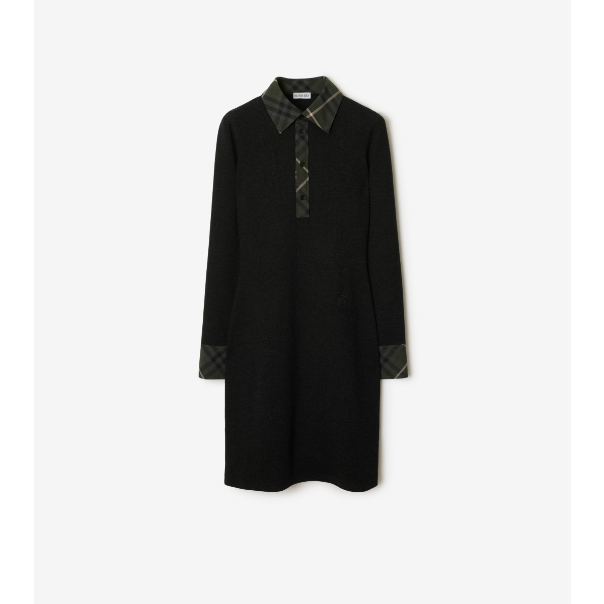 Burberry Wool Shirt Dress In Charcoal Melange