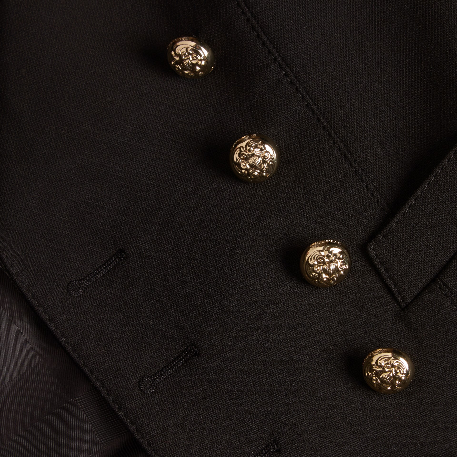 Cropped Stretch Technical Cotton Military Jacket in Black Women Burberry United States