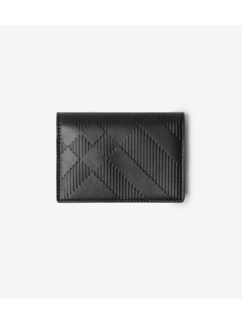 Burberry Check Leather Fold In Black