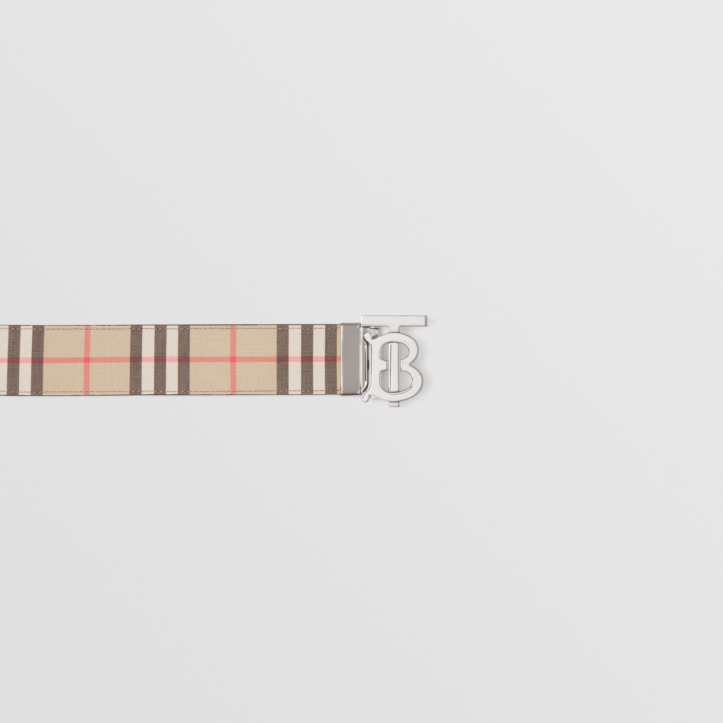 Cinturón TB ancho reversible en tejido Check y piel (Beige Vintage/negro) - Hombre | Burberry® oficial - 2