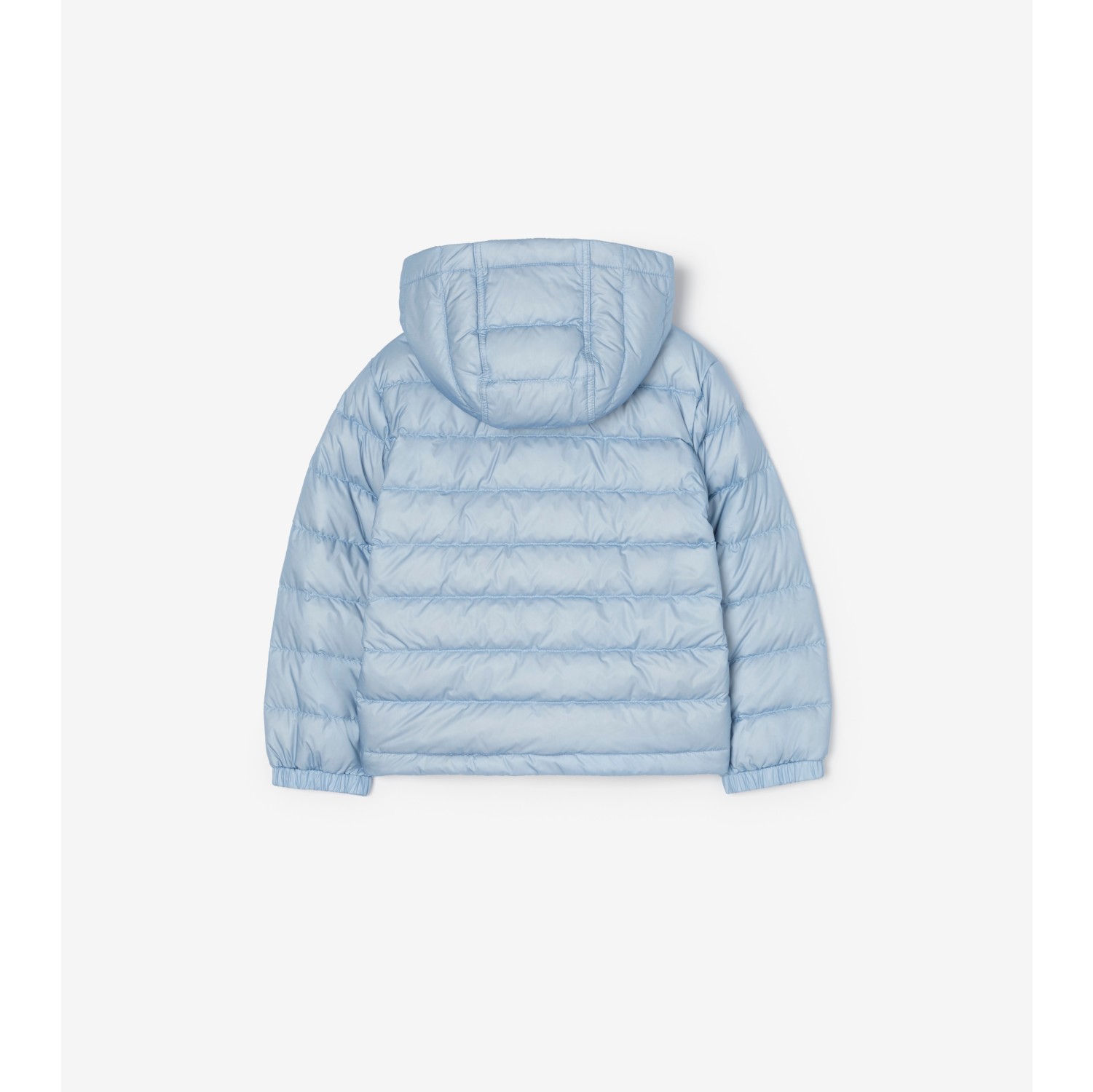 Checker-tape Nylon Hooded Puffer Jacket in Ice blue | Burberry® Official