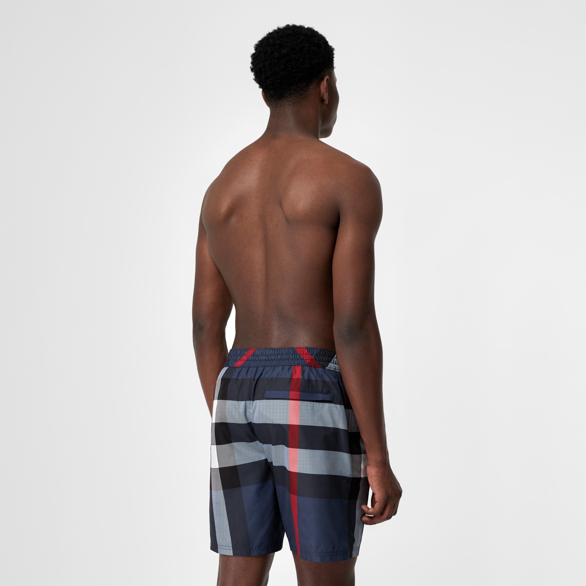 Check Drawcord Swim Shorts in Carbon Blue - Men | Burberry United States