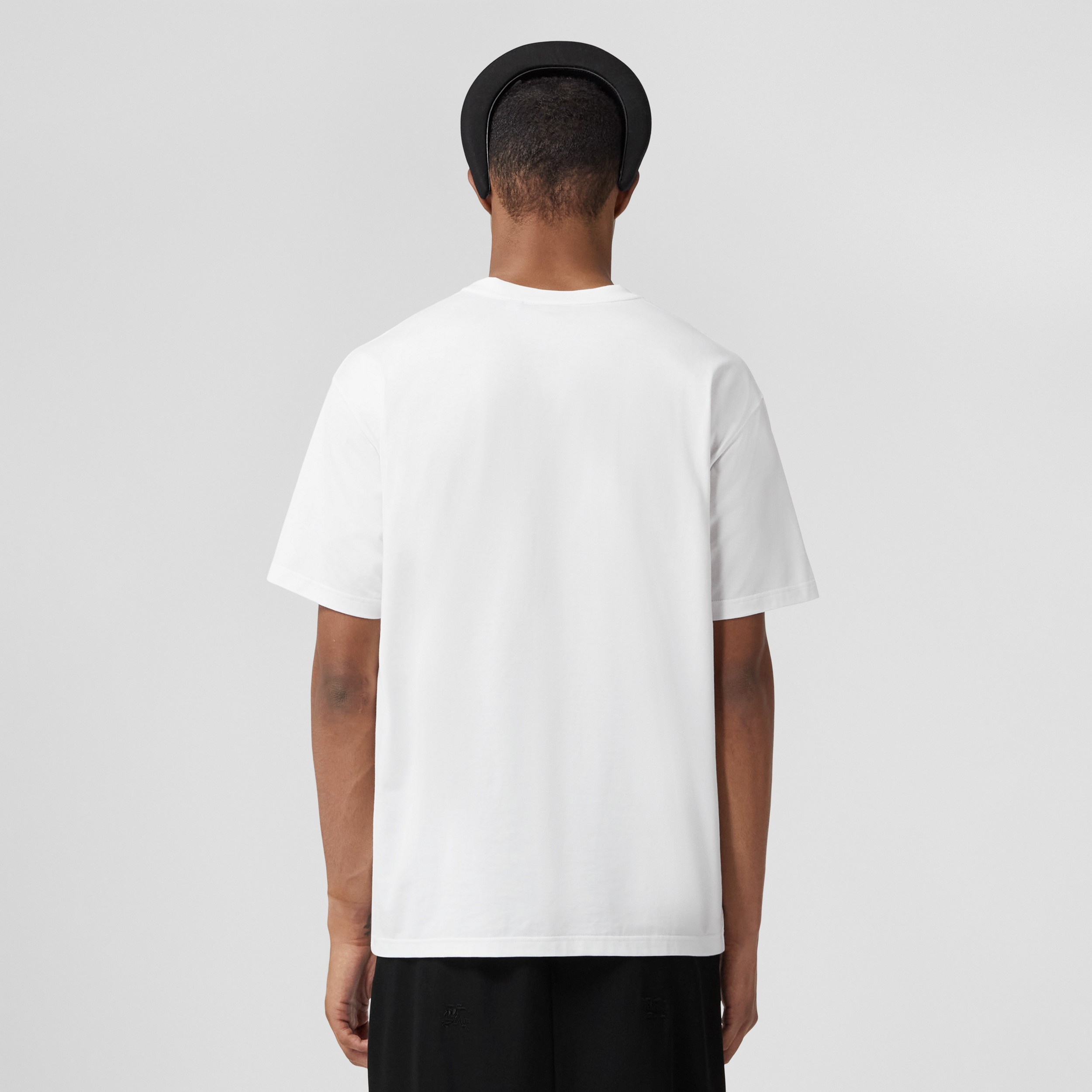 Slogan Print Cotton Oversized T-shirt in White - Men | Burberry® Official - 4