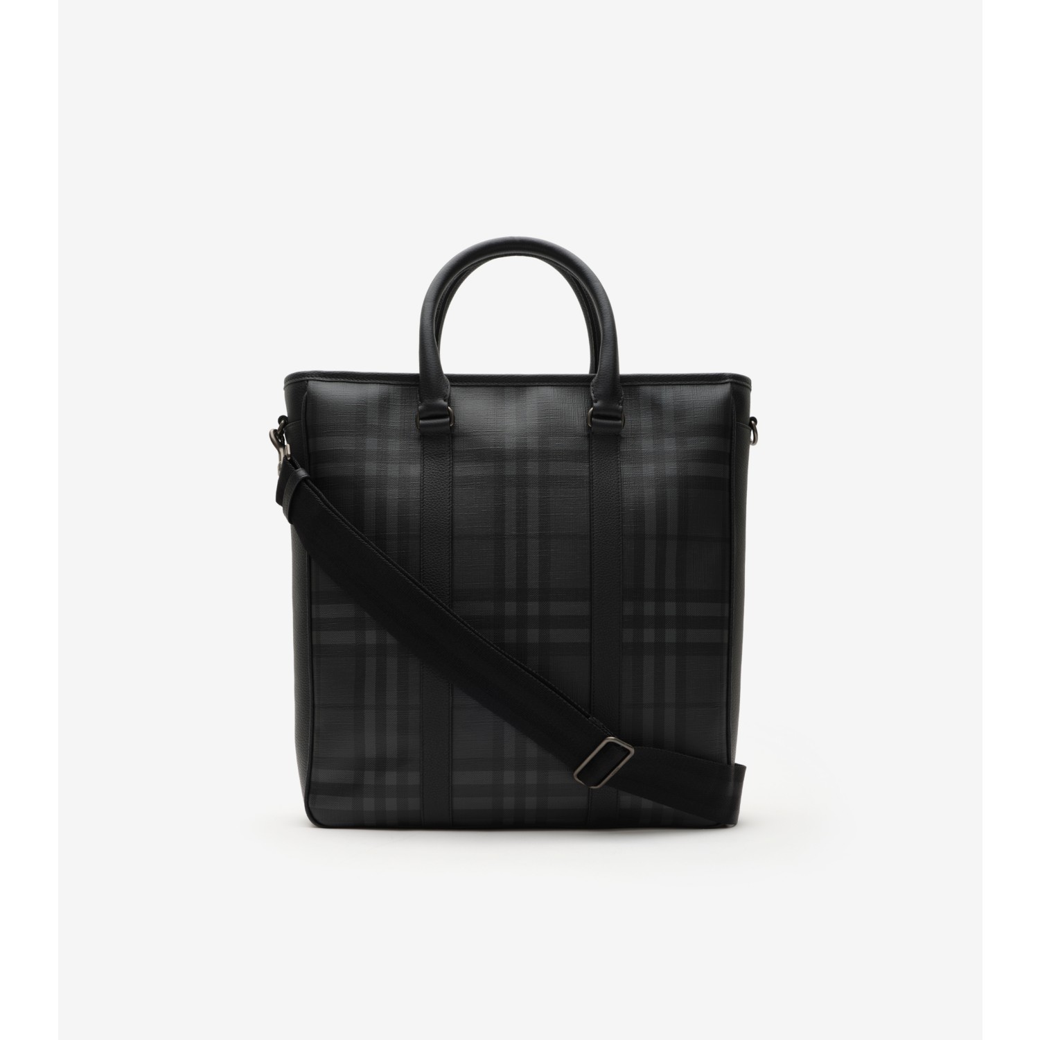 City Check North South Tote in Iron grey - Men, Technical, Cotton | Burberry® Official