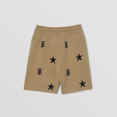Star and Monogram Motif Wool Blend Shorts in Archive Beige | Burberry®  Official