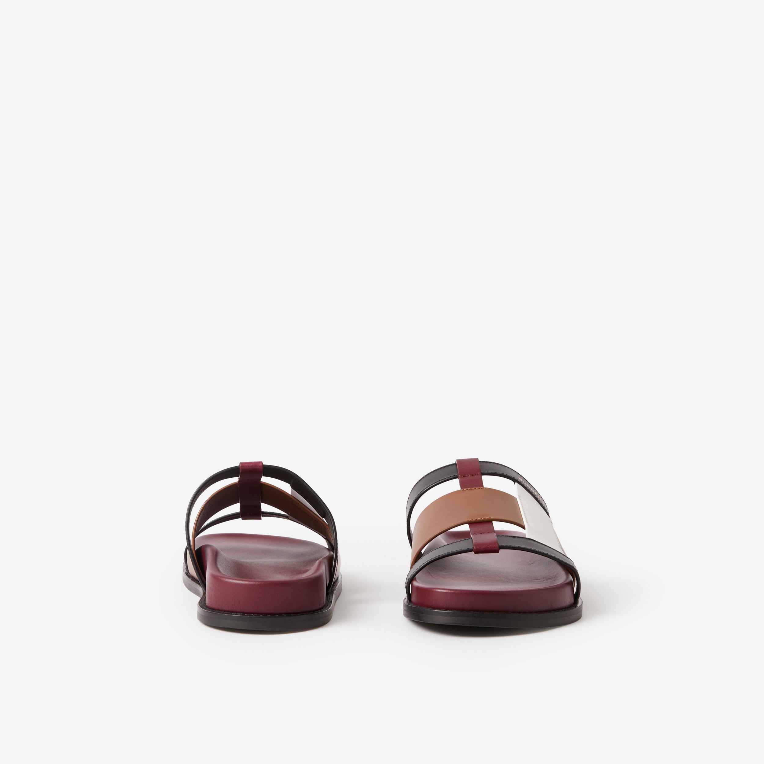 Woven Leather Slides in Dark Birch Brown/bordeaux/white - Women | Burberry® Official - 4
