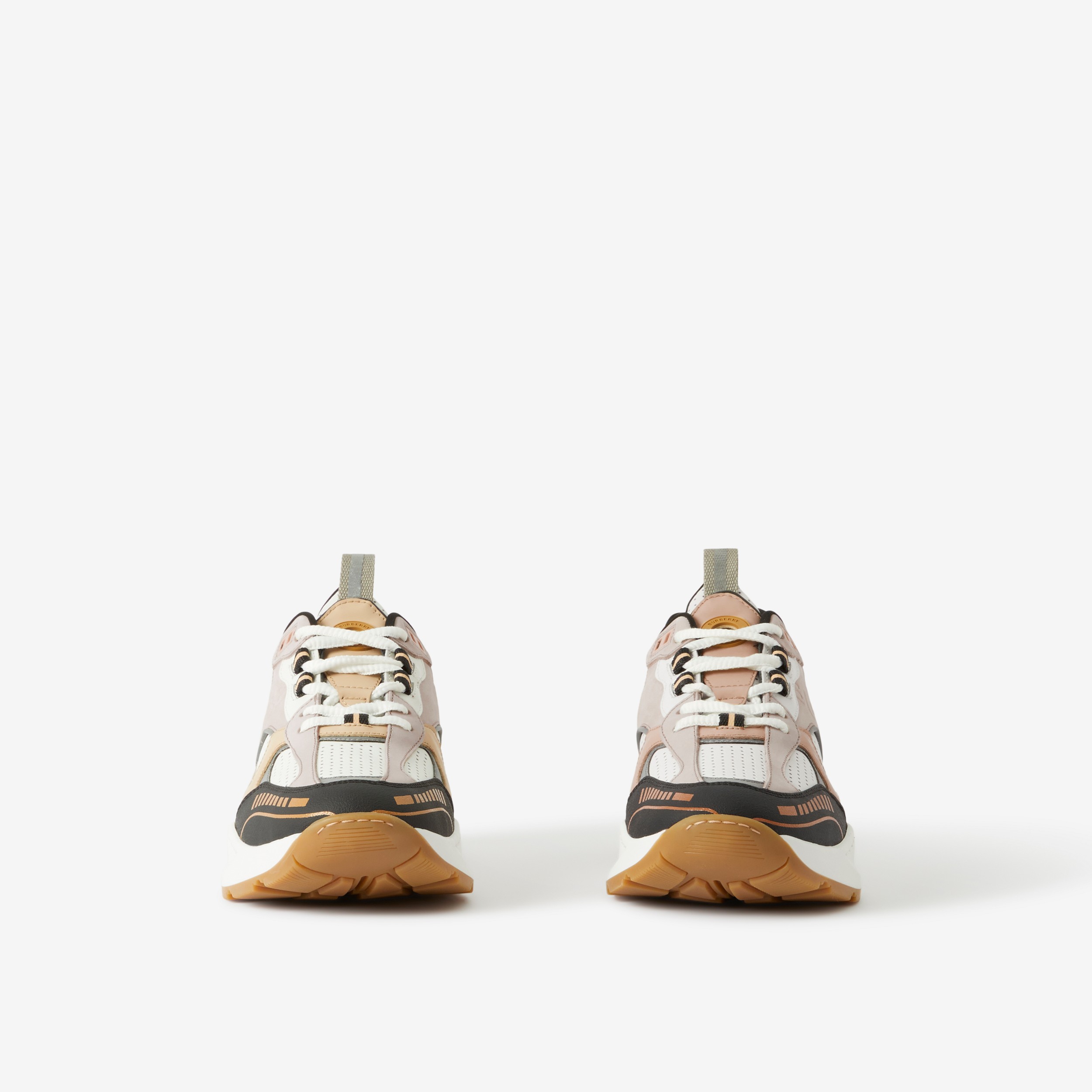 Logo Embossed Leather and Nylon Sneakers in Pale Nude/grey/white - Women | Burberry® Official - 2