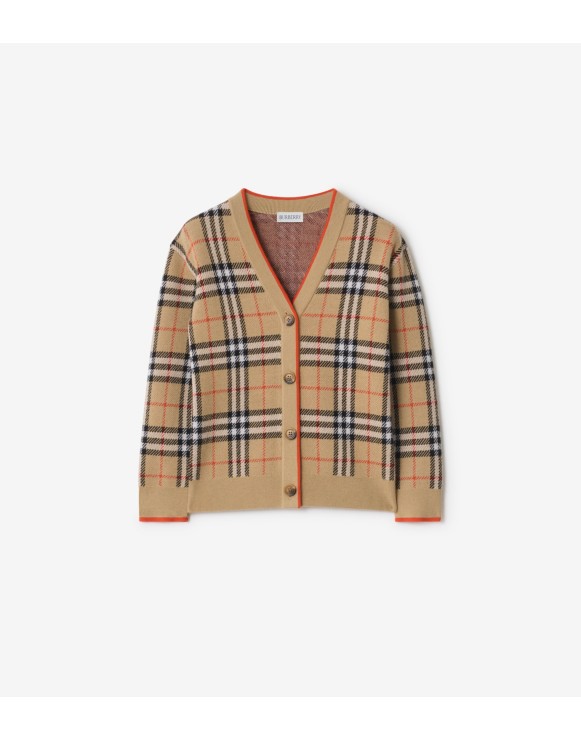 Check Wool Cardigan