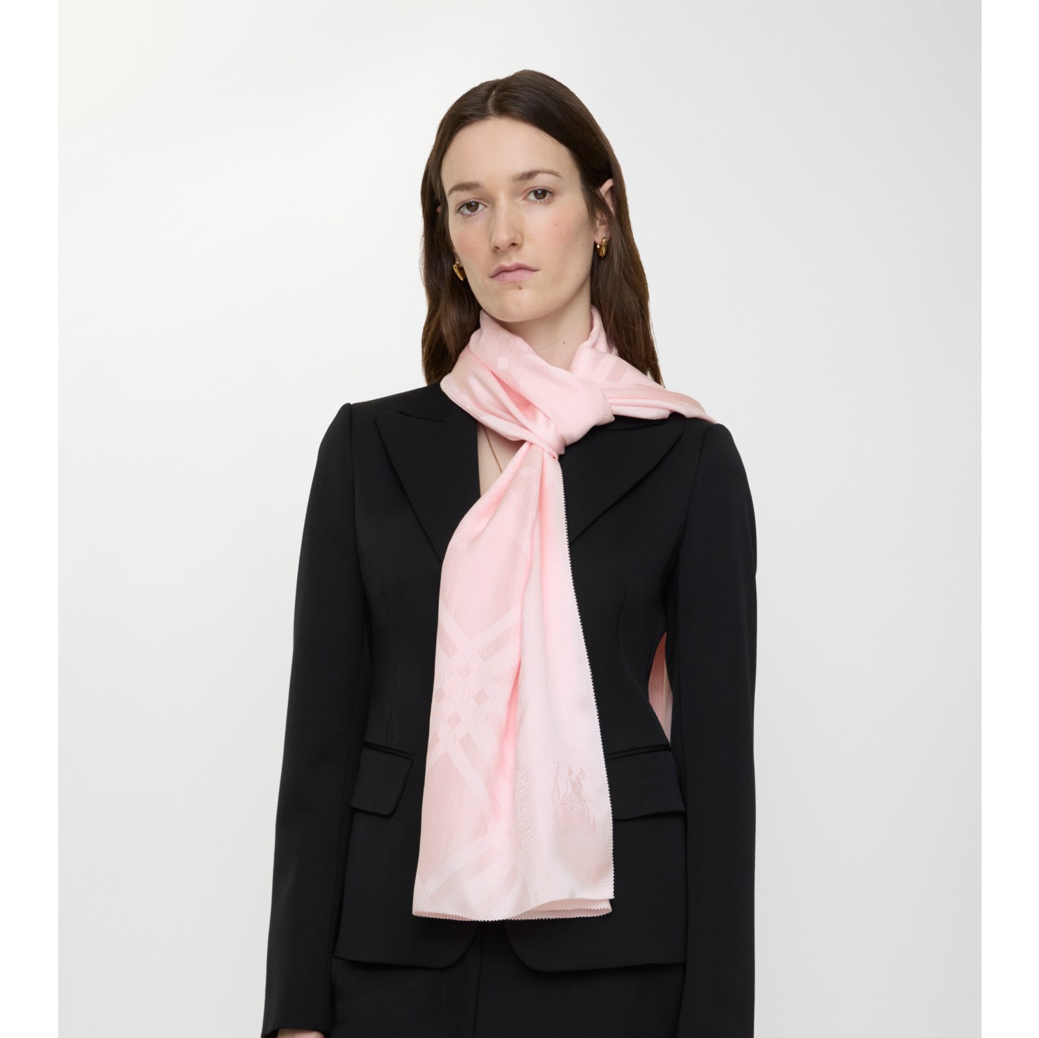 Wide Check Silk Scarf