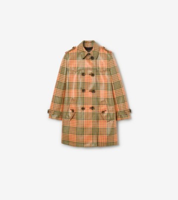 BURBERRY トップス　18M 86cm ボトムス　12M 80cm Short Check Coated Raffia-effect Summerside Trench Coat in Chrome