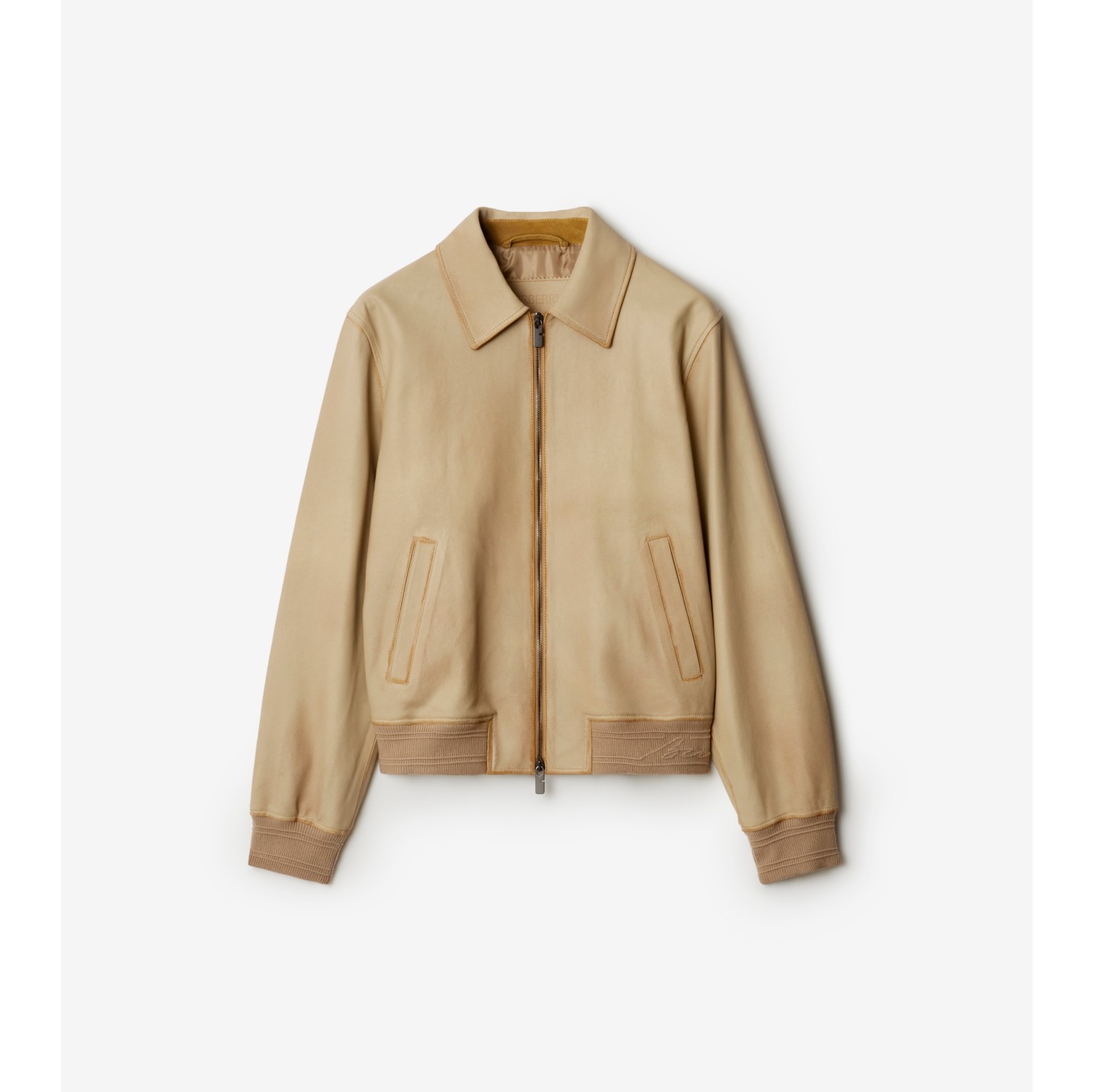 Suede Harrington Jacket in Tan Men Burberry Official