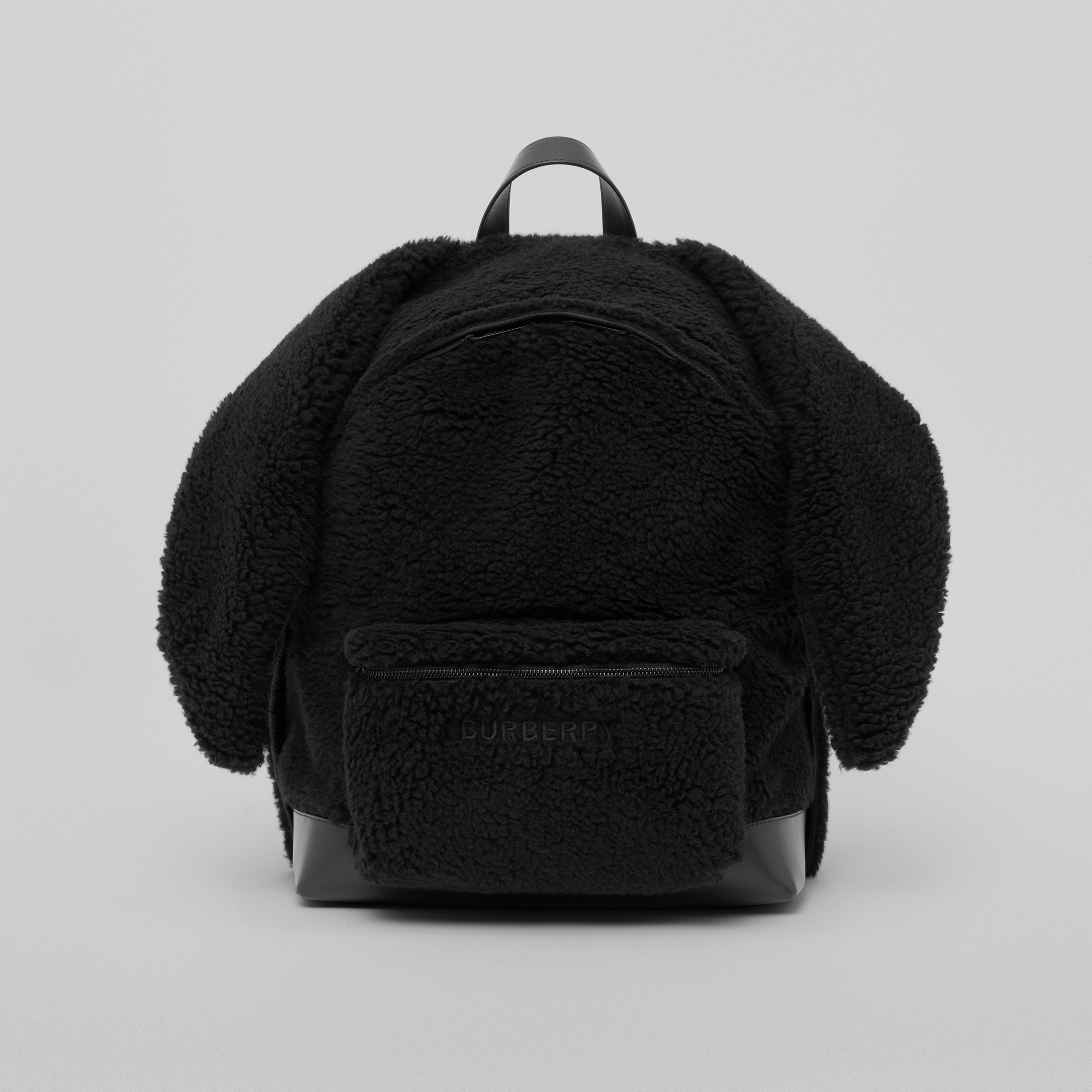 Rabbit Detail Fleece Backpack in Black | Burberry® Official - 1
