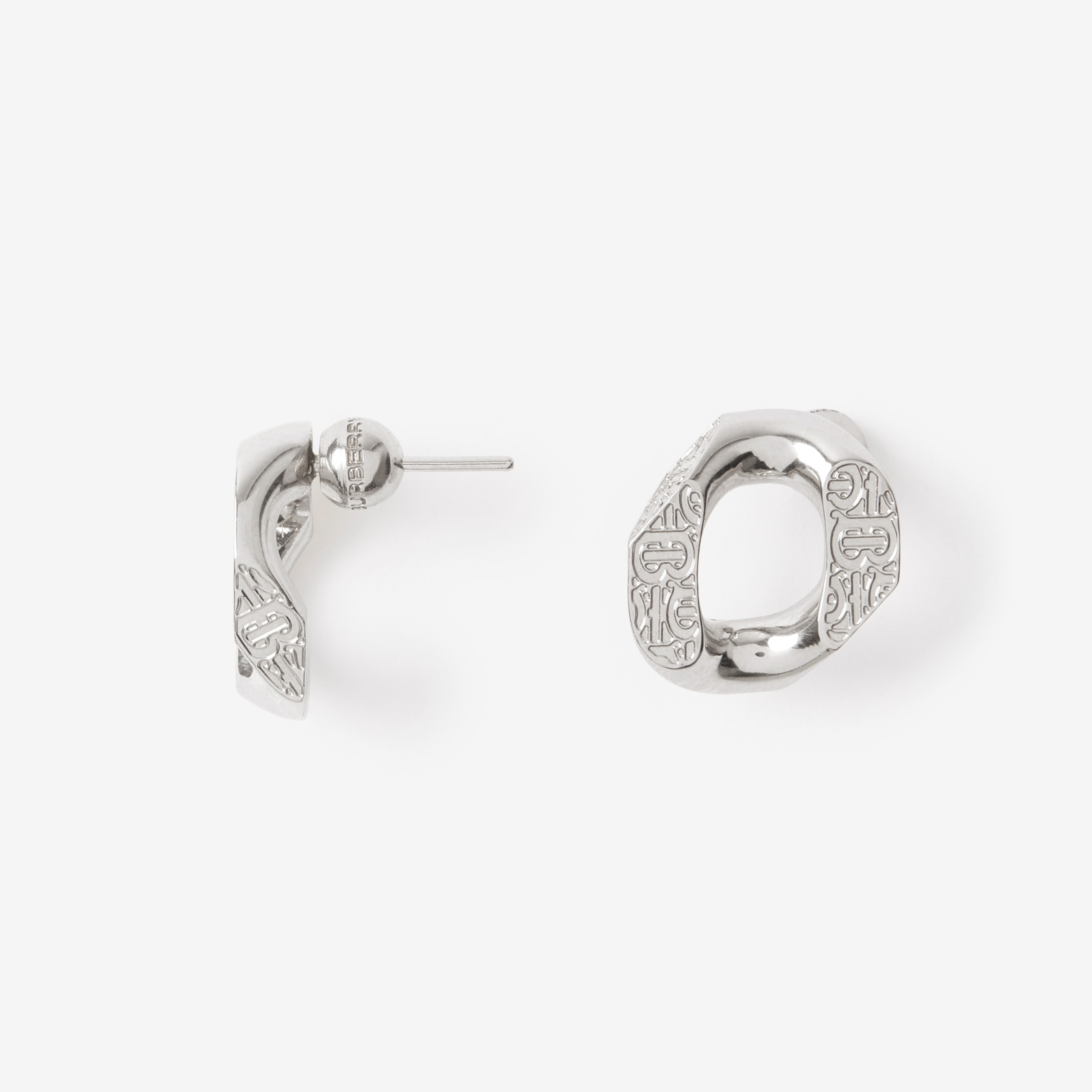 Monogram Motif Chain-link Earrings in Palladium
