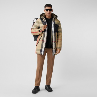 checked puffer jacket mens