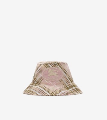 Knight Stamp Raffia-effect Bucket Hat in Mallow pink - Men
