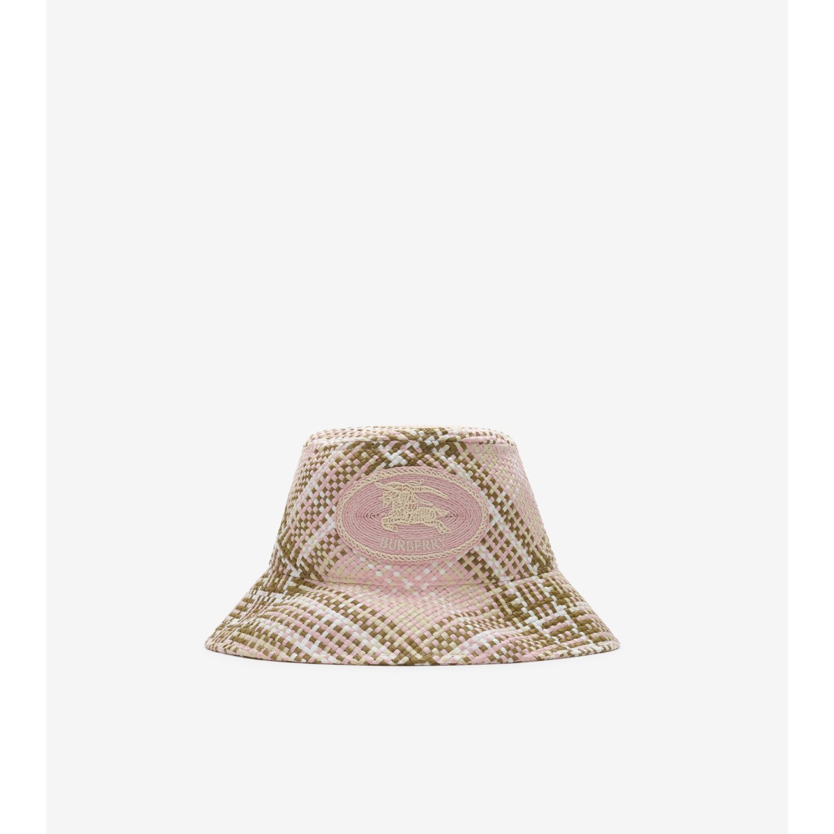 Check Knight Stamp Raffia-effect Bucket Hat