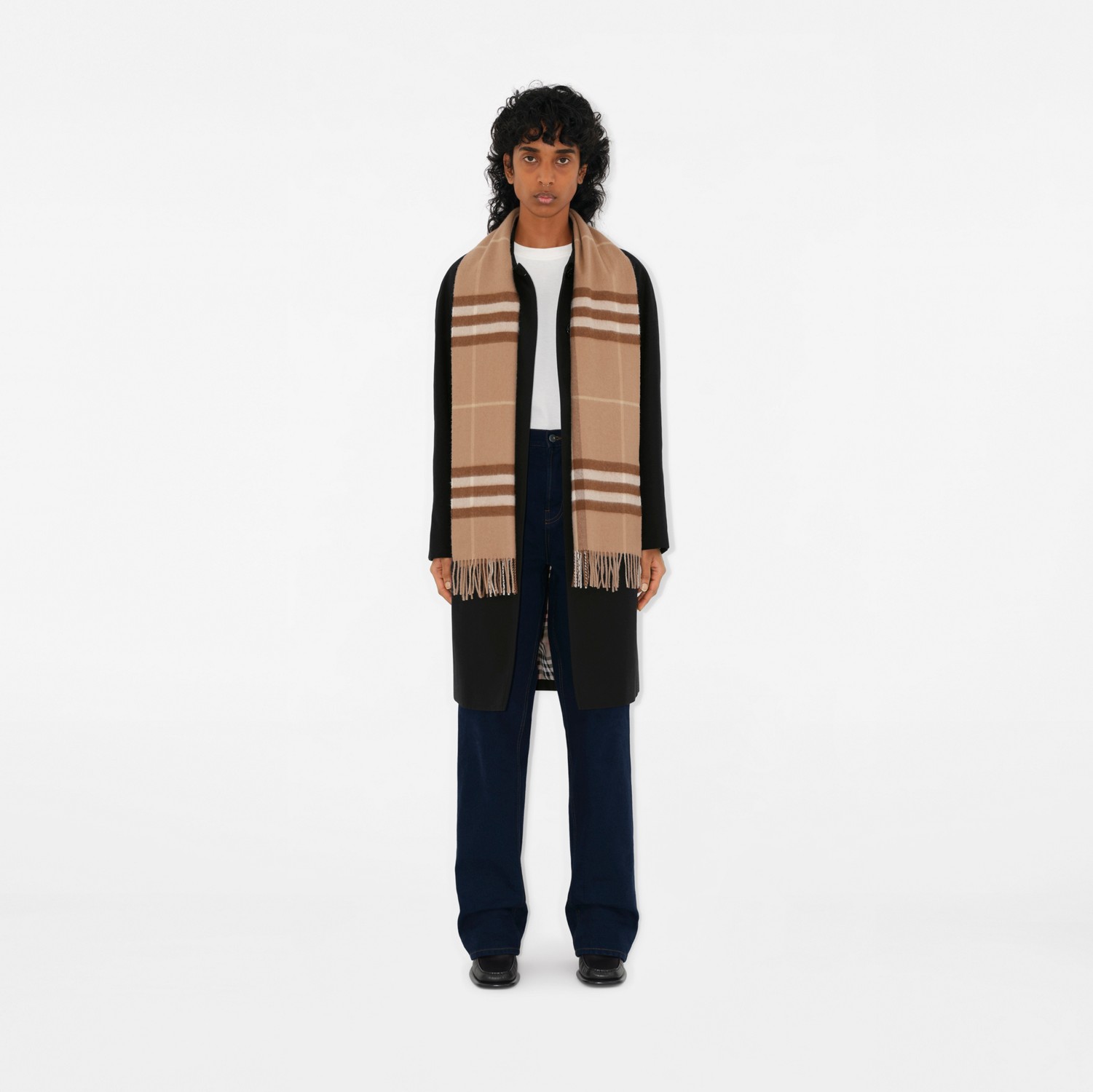 Check Cashmere Scarf in Mid camel | Burberry® Official