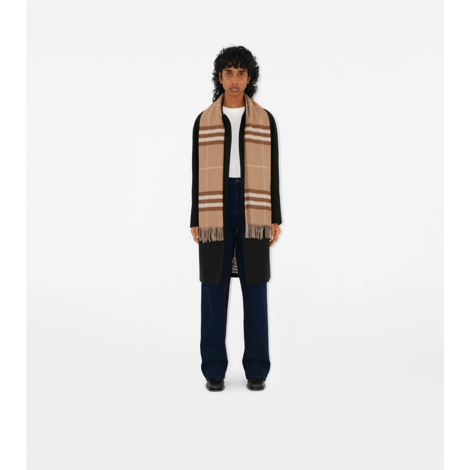 Check Cashmere Scarf in Mid camel Burberry Official