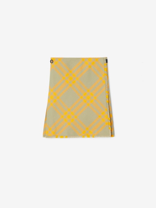 Burberry Check Wool Blend Kilt In Yellow
