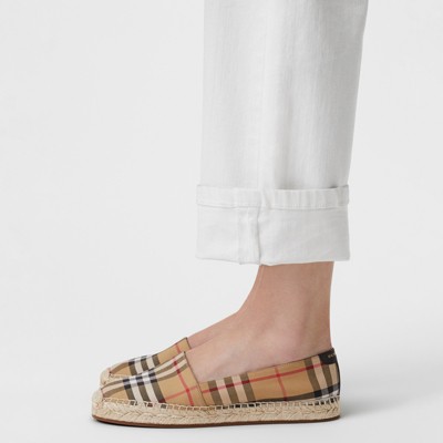 vintage check and leather espadrilles