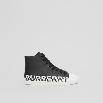 Logo Print Two-tone Leather High-top 