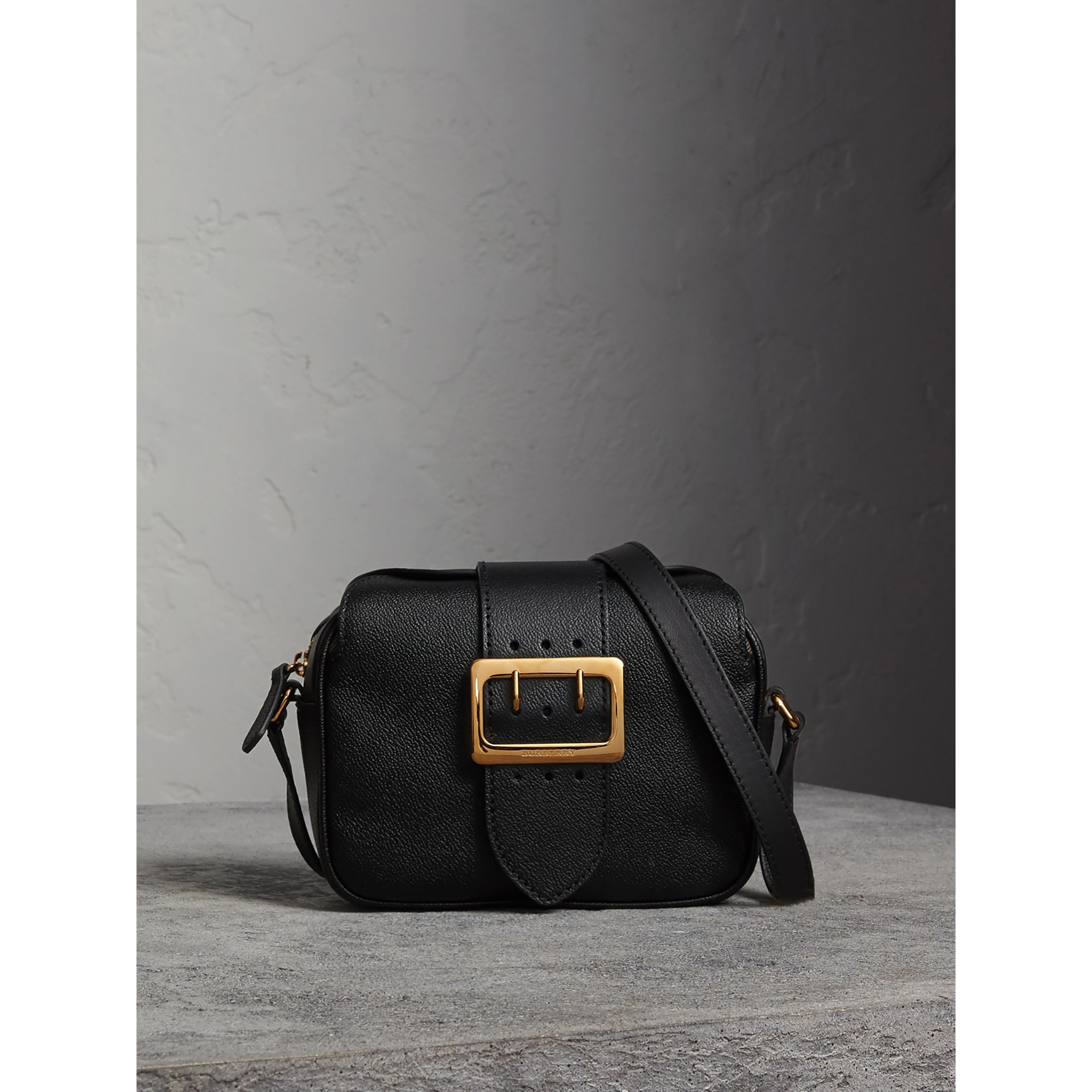 BURBERRY THE SMALL BUCKLE CROSSBODY BAG IN LEATHER, BLACK ModeSens