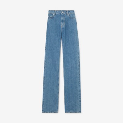 Burberry High-waist Straight-leg Jeans In Mid Blue