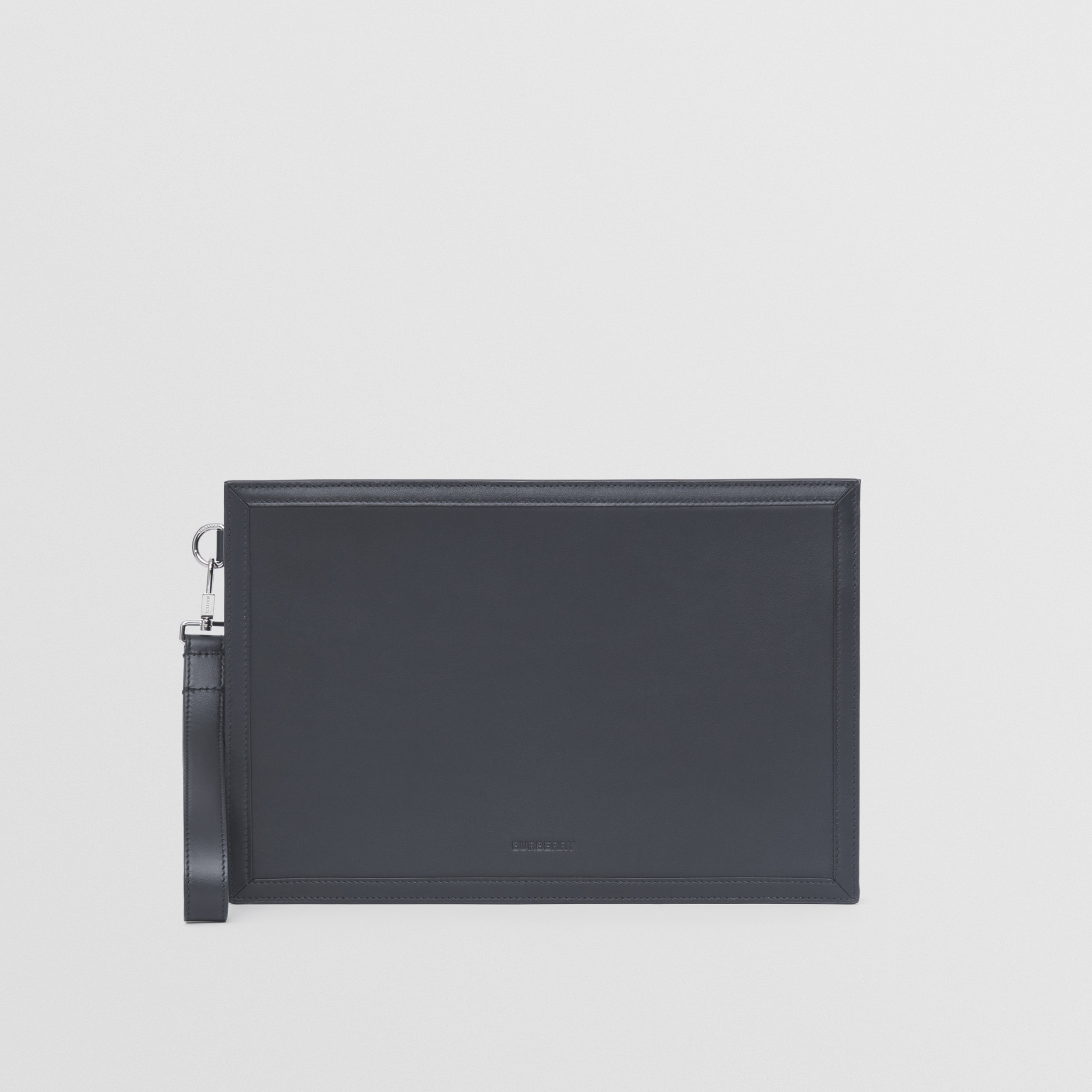 Bolsa pouch de couro com detalhes do logotipo (Preto) - Homens | Burberry® oficial - 1
