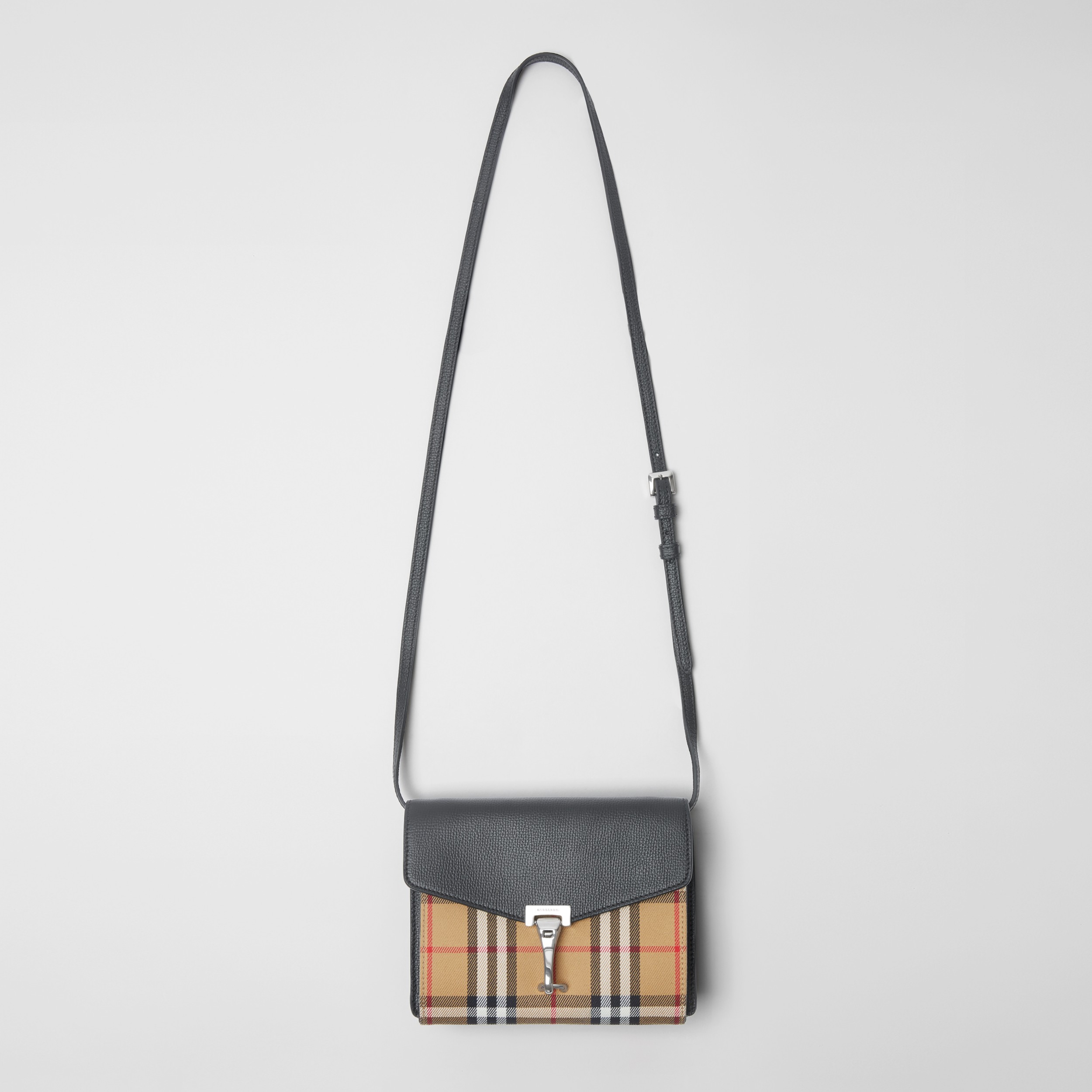 Mini Leather and Vintage Check Crossbody Bag in Black - Women ...